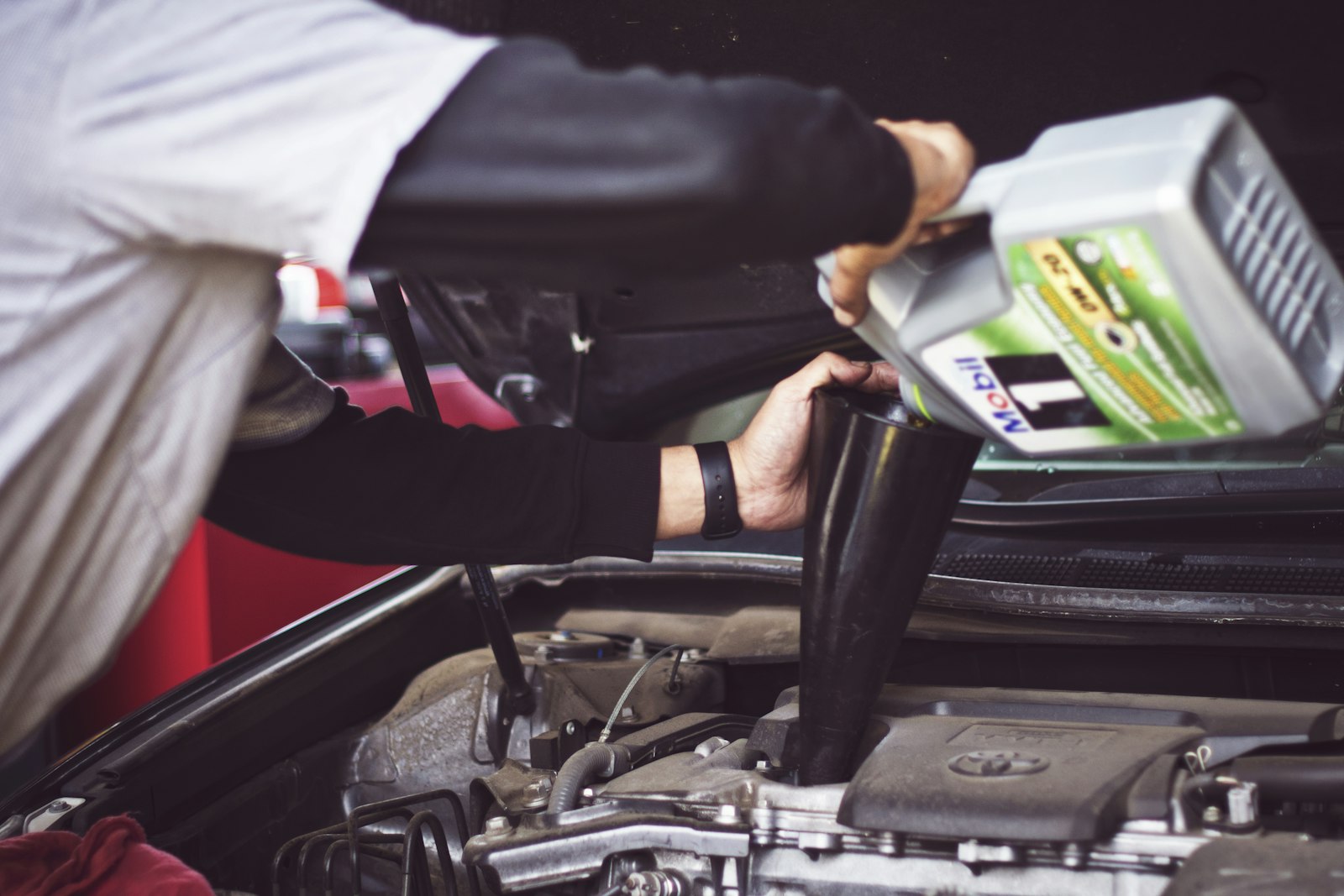 Mechanic diagnosing a vehicle